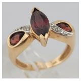 Ruby & Diamond 14K Gold Ladies Dinner Ring sz 6