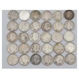 (30) 1946-1964 Roosevelt 90% Silver Dimes