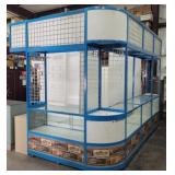 Display Corner Counter Mobile Kiosk Blue & White