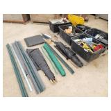 Fencing Materials, Black Totes w/ Misc. Treasures