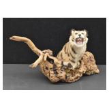 Real Fur Tiger on Driftwood Novelty Wildlife Decor