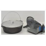Cast Iron Skillet w/ Lid & Manual Meat Slicer