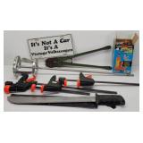 Machete, Bar Clamps, Bottle Jack, Volkswagen Sign