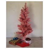 41" Red Christmas Tree & Bal Ornaments - Decor