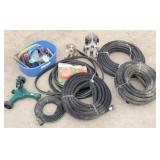 Black Garden Hoses, Lawn Sprinklers, Dog Statues