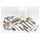 Hand Tools in 5 gal Bucket: Metal Files...