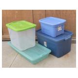 (4) Storage Totes w/lids - various sizes