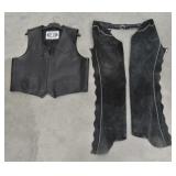 Z1R Leather Vest Size 50 & Suede Chaps USA Made