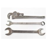 (3) Wrenches - Pipe (Rigid), Combo, Open-End