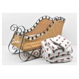 Decorative Wicker Sleigh Metal Runners...