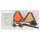 (2) Bottle Jacks, Scissor Jack, Orange Triangle...