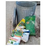 Galvanized Metal 26" T Lidded Can w/ Contents...