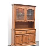 Lighted China Cabinet/Hutch w/ Leaded Glass Doors