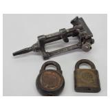 (2) Yale Padlocks, Stearns Adj. Hollow Auger