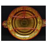 Indiana Glass Tiara Amber 4-part relish plate