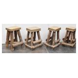 (4) Rustic Log 28" Tall Stools