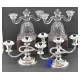 (2 pr) Candelabra: Mayfair Silverplated & Glass