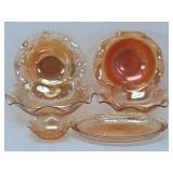 Jeannette Glass / Carnival Glass Bowls + Platter