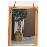 Wood Frame Mirror w/ Antlers
