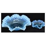(2) Fenton Blue Opalescent Hobnail bowls...