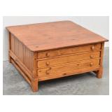 Country-Style 3-Drawer Pine Coffee Table