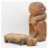 (2) Abstract Carved Wooden Sculptures