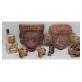Vintage Terra Cotta Aztec Mayan Face Masks Plus