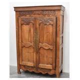 "1873" Antique Carved Armoire Wardrobe Cabinet