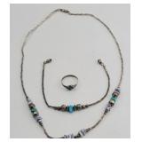Sterling & Turquois Ring + Necklace & Bracelet