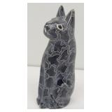 Kenyan Carved Black Kisii Soapstone Spotted Cat
