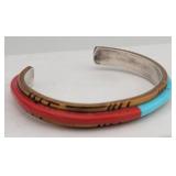 Abraham Begay Sterling , Turquois & Coral Cuff ...