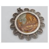 Large Polished Agate or Jasper Sun Pendant