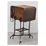 Antique Rolling Typewriter Stand Tiger Oak
