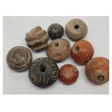 (9) Ancient Pre-Columbian Spindle Whorl Beads