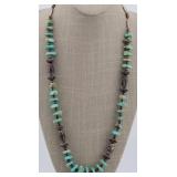 Turquois Nugget & Unmarked Sterling Necklace