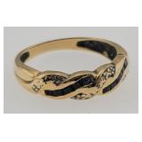 14K Gold, Diamond & Sapphire Woven Ring - Size 8.5