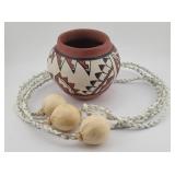Native American Indian Bola & Pottery Vase