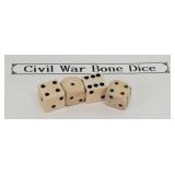 Authentic Civil War Era Pair Bone Dice 1861-64