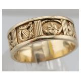 10K Gold Symbols of Ireland Band Ring - Size 9.5