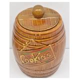 McCoy Brown Pottery Whiskey Barrel Cookie Jar