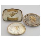 (3) Montana Silversmiths Western Belt Buckles