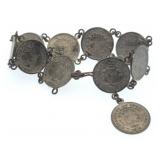1951 Costa Rica 10 Centimos Coin Bracelet