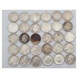 (30) 1946-1964 Roosevelt 90% Silver Dimes