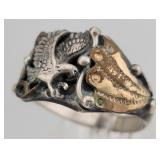 Native American Old Pawn Eagle Ring Sterling w/...