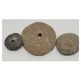 (3) Lg Ancient Pre-Columbian Spindle Whorl Beads