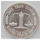 1985 One Troy Ounce Fine Silver Round Trade Unit