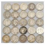 (25) 1946-1964 Roosevelt 90% Silver Dimes
