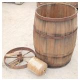 Whiskey Drum Barrel, Old Wheel, & New Twine Roll