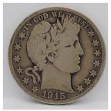 1915-S Barber 90% Silver Half Dollar