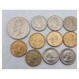 (11) Dollar Coins: Anthony, Sacagawea, Eisenhower